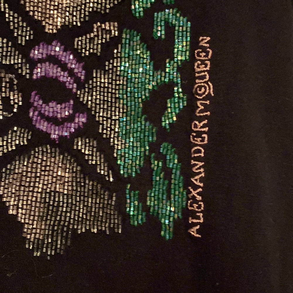 Alexander McQueen Stunning Sparkling Beaded Scull Logo Tee New With Tags - Picture 3 of 16